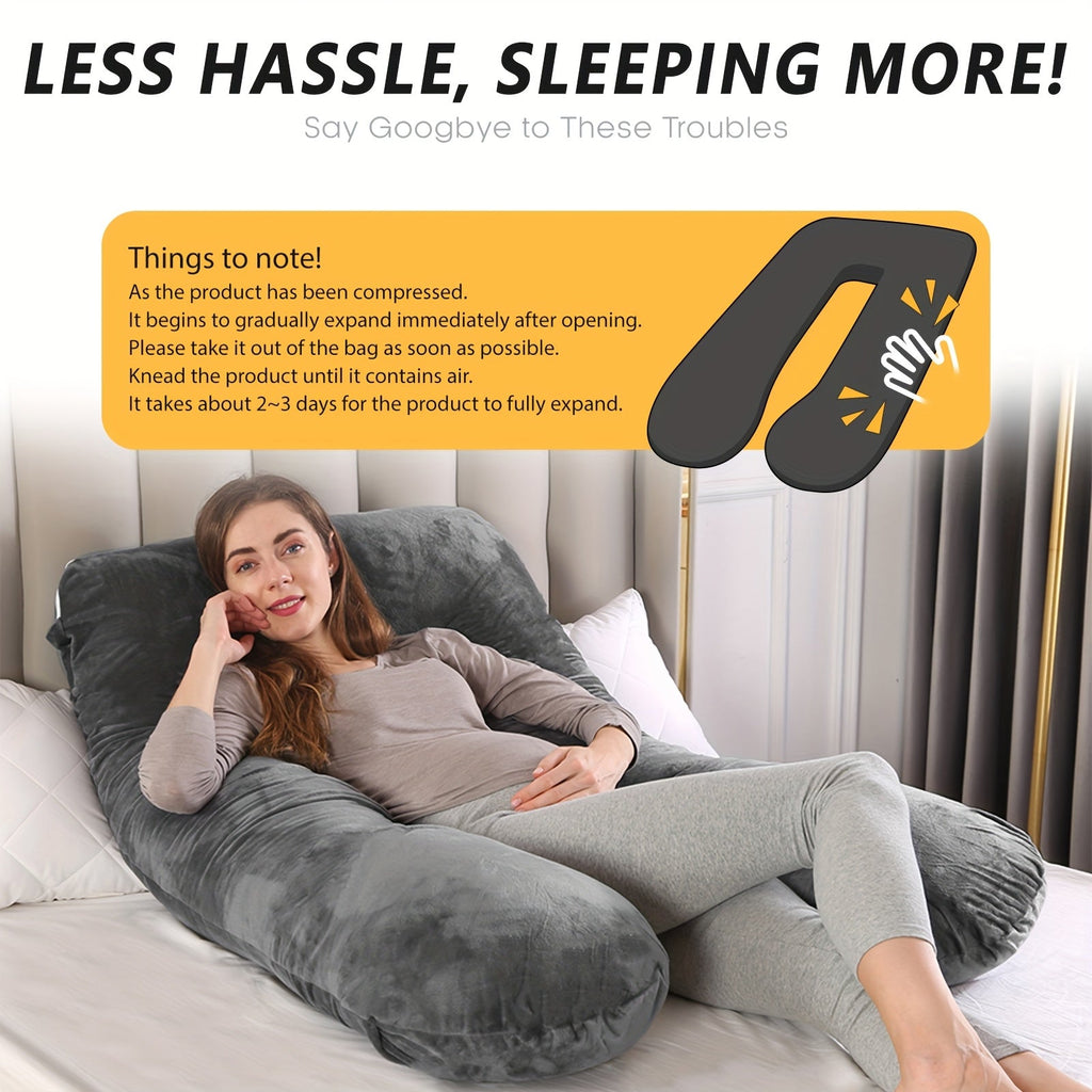 U-Shaped Pregnancy Maternity Pillow Full Body Support Back Neck Leg Soft Polyester Portable for Expecting Moms – 6 Colors