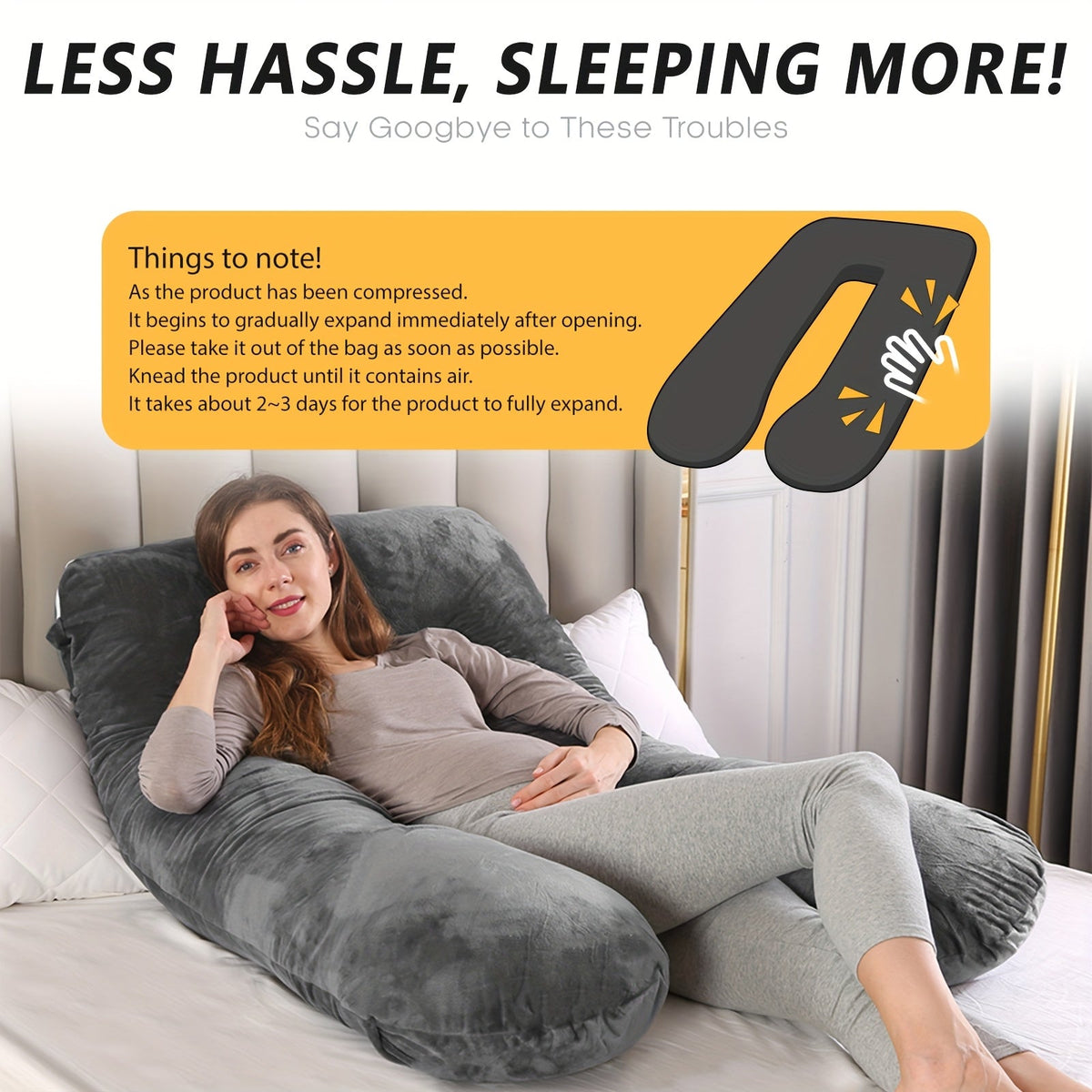 U-Shaped Pregnancy Maternity Pillow Full Body Support Back Neck Leg Soft Polyester Portable for Expecting Moms – 6 Colors