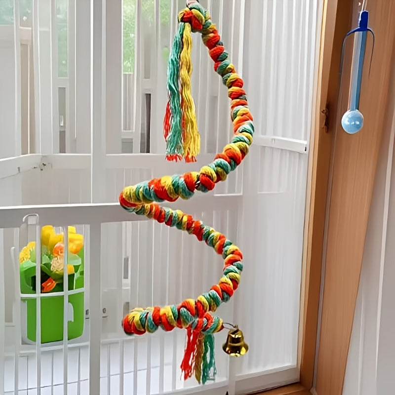 Colorful Parrot Rope Climbing Toy, Spinning Beak Grinding Chewing Hanging Toy, Bird Cage Decoration for Budgies, Cockatiels, Conures, Lovebirds (Random Color)