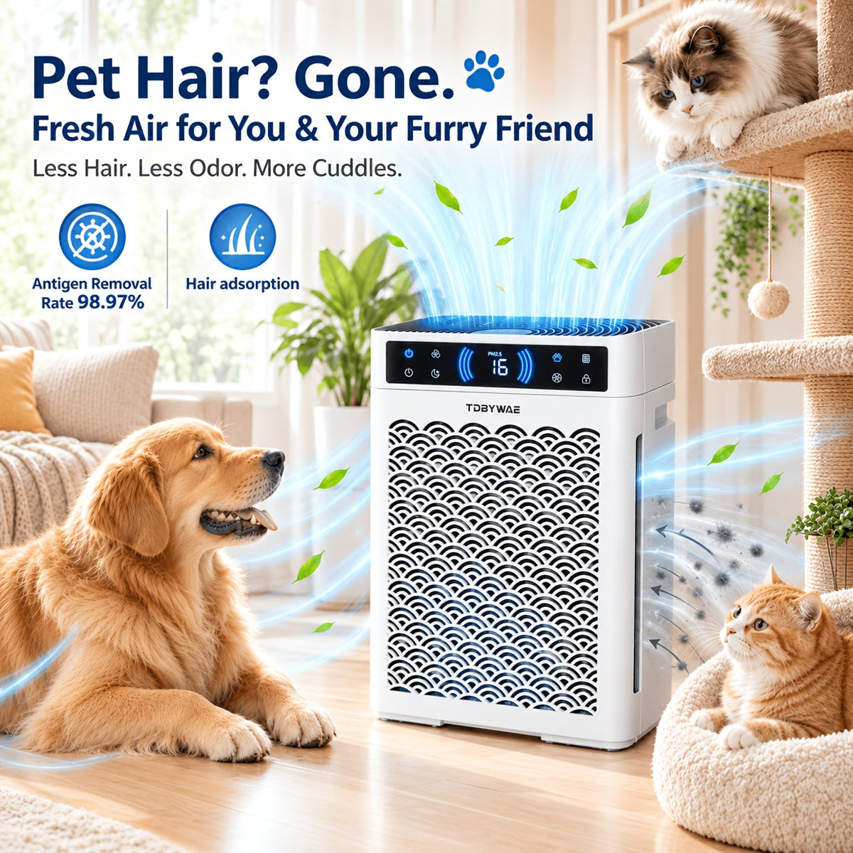 HEPA Air Purifier for Home & Large Rooms – 312 Sq Ft Coverage Double-Sided Intake Washable Pre-Filter Aromatherapy Sleep Mode & 19-Hour Timer for Bedroom Office & Pet Homes in White & Grey