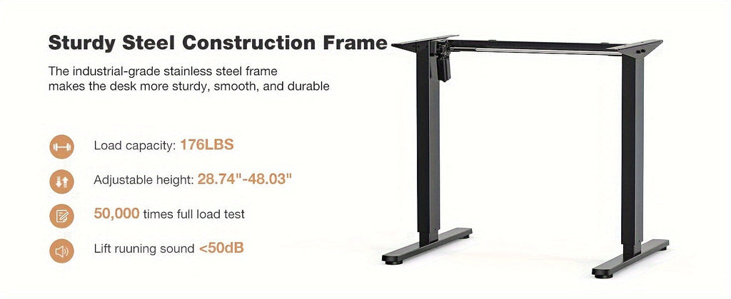 63-Inch Electric Standing Desk – Height-Adjustable Sit-Stand PC Workstation with Wood Desktop, Computer Table for Home Office, Bedroom, and Gaming Room, Suitable for Small Spaces