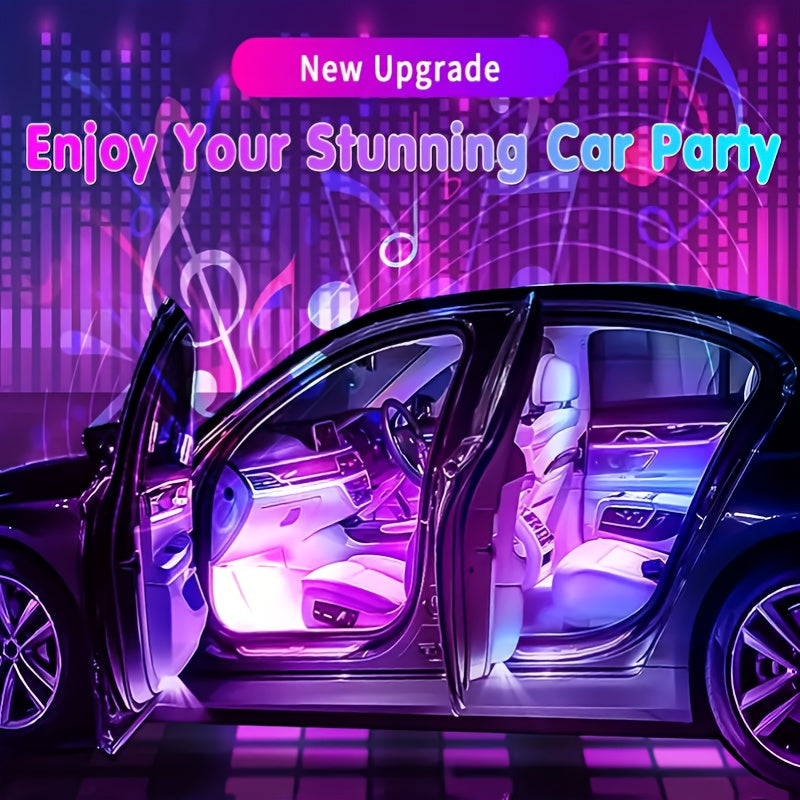 Car LED Neon Interior Light Strips USB Powered – High Brightness Automotive Ambient Lighting Kit, Footwell Neon Accent Lights, Interior Mood Lights