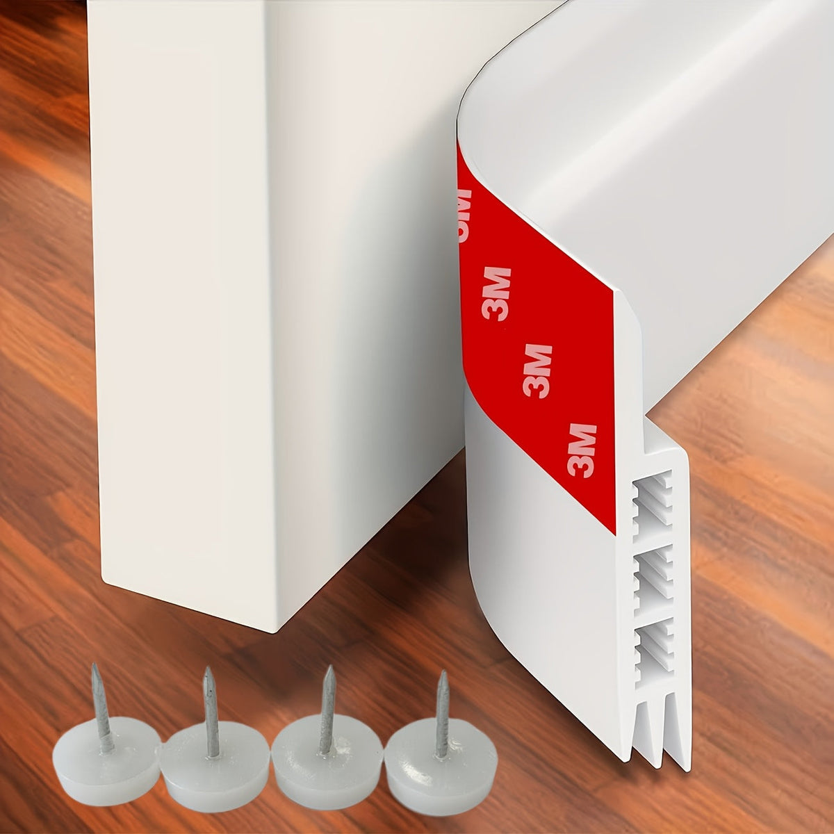 47" Door Draft Stopper - Self-Adhesive Under Door Seal, Adjustable Weather Stripping, 0-1.18" Gap, Noise & Cold Blocker for Exterior & Interior Doors - White, Transparent, Black, Brown & Grey