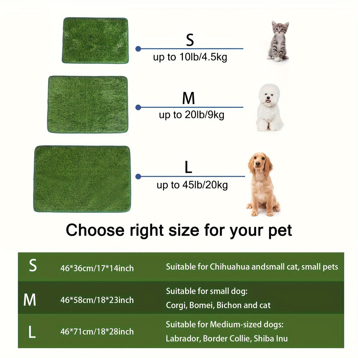 Washable Reusable Dog Training Pad – Anti-Odor Artificial Grass Pee Pad with Waste Bags, Indoor & Outdoor Use, M & L Sizes, Black Silhouette Design