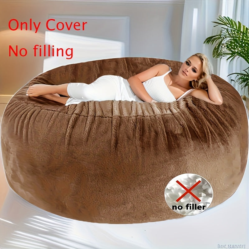 Large Round Bean Bag Chair Cover - Soft & Fluffy Lazy Sofa Bed Cover, Cover Only (No Filling) - Light Grey, Black, Blue & Charcoal Grey