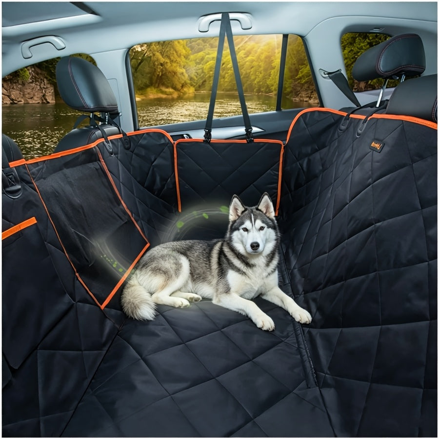 Heavy Duty Dog Car Seat Cover Waterproof Non-Slip Backseat Protector Scratch-Proof Spill-Proof Nylon Pet Seat Cover with Side Flaps for SUV, Sedan, and Truck, Easy Install, Machine Washable