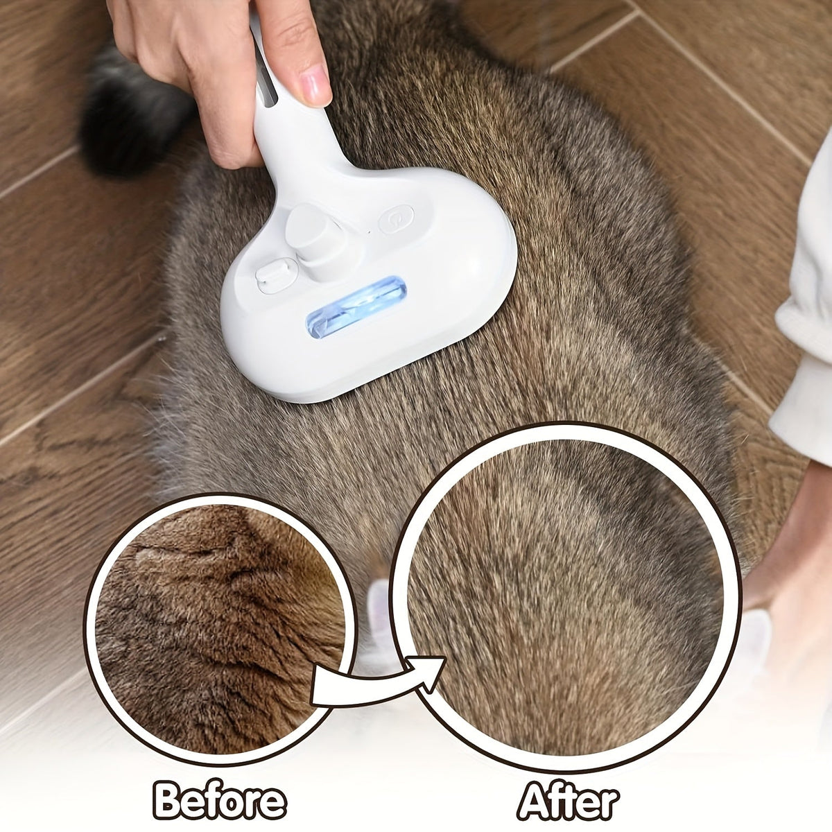 3-in-1 Automatic Steam Pet Grooming Brush – Anti-Shedding Hair Remover with Stainless Steel Bristles for Long & Short-Haired Dogs and Cats, Low-Voltage Safe Deshedding Tool