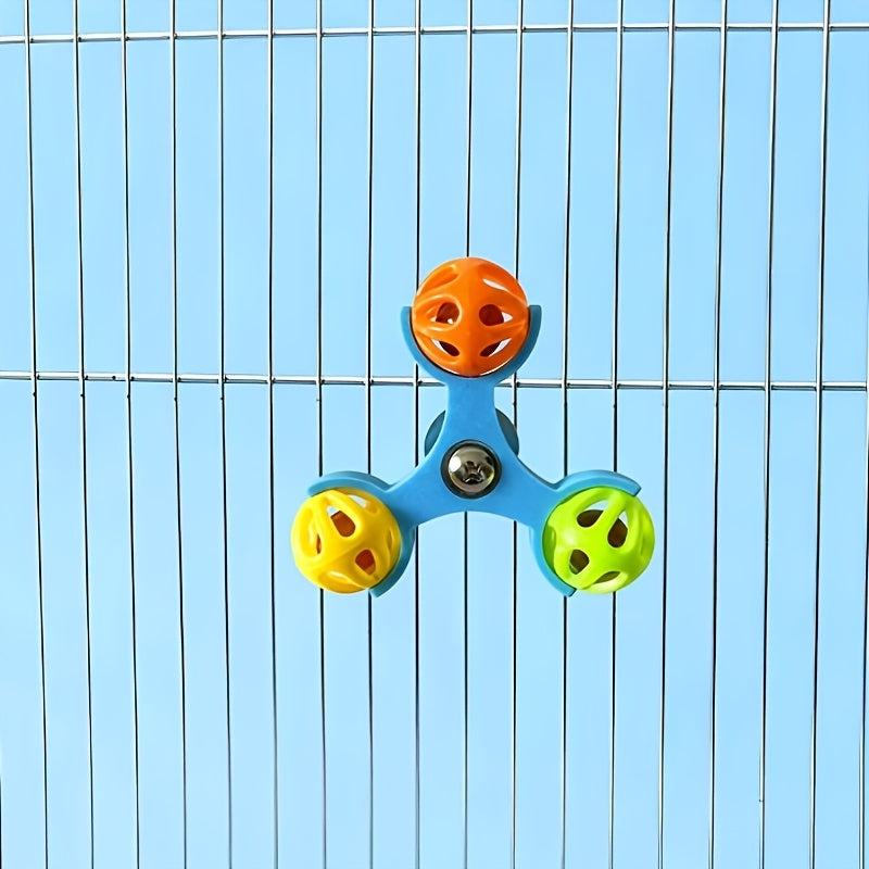 Parrot Rotating Bell Toy 360-Degree Spinning Puzzle Enrichment Anti-Boredom Bird Cage Accessory for Budgies, Cockatiels, Conures, and Lovebirds (Blue, Green, Yellow, Orange, Pink)
