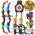 2-Pack Kids Bow & Arrow Archery Toy Set - Light-Up, Suction Cup Arrows, 29" Dart Board, Standing Target, 2 Bows, 2 Quivers, 20 Arrows - Indoor & Outdoor - Boys & Girls Ages 3+