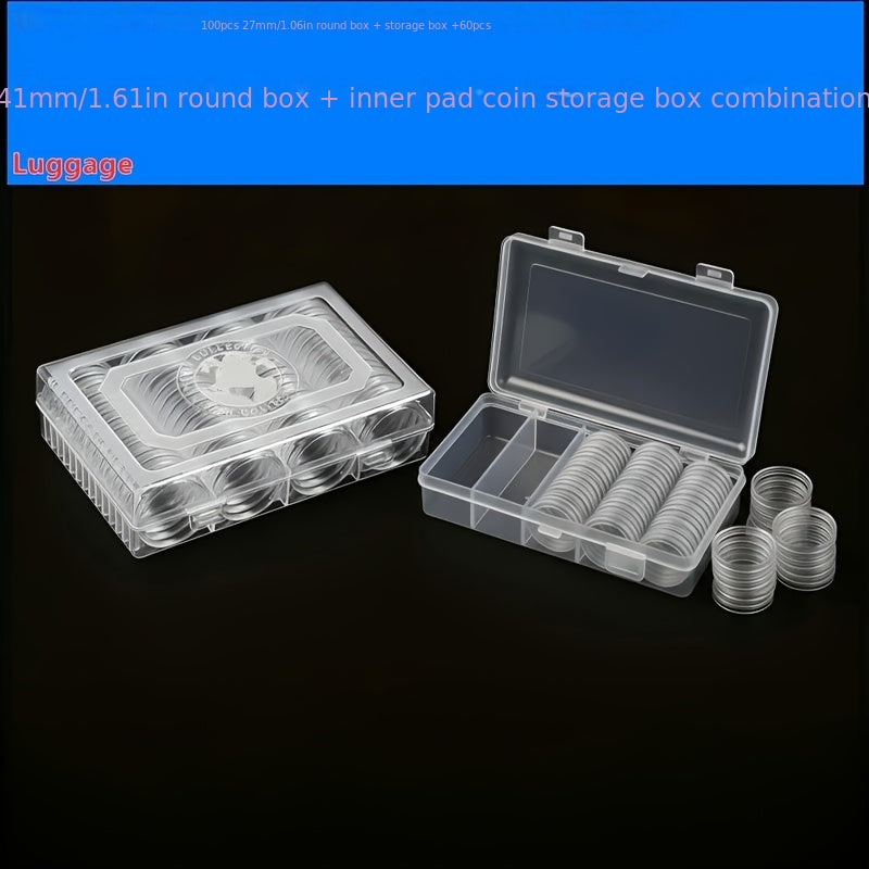 100-Pack Clear Coin Capsules, Transparent Collection Storage Boxes with Secure Snap Lid – Multi-Compartment Organizer for Coins, Souvenirs, Small Collectibles & Hobby Items
