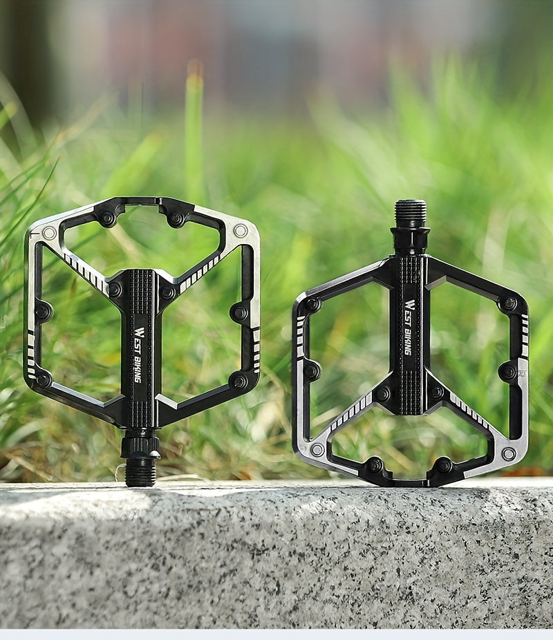 Aluminum Alloy Bike Pedals, 3 Bearings, Non-Slip, Lightweight Bicycle Pedals with Hexagonal Sleeve for Mountain Bikes & Road Bikes – Easy Install, Durable Multi-Color Cycling Accessories, 1 Pair