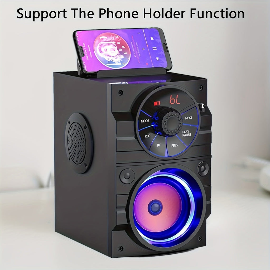 Portable Wireless Party Speaker with Subwoofer & Heavy Bass – Bluetooth FM Radio Remote Control LCD Display for Outdoor Indoor Home Phone PC