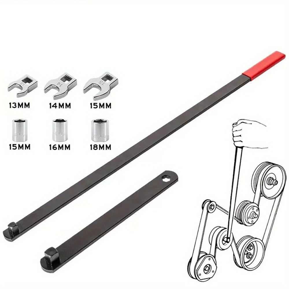 Serpentine Belt Tool Set 8/16 Piece - Universal 3/8" and 1/2" Drive Belt Tensioner Wrench, Idler Pulley Adjuster, Chrome Vanadium Steel, Professional Automotive Belt Removal and Installation Kit for Car Engine Repair