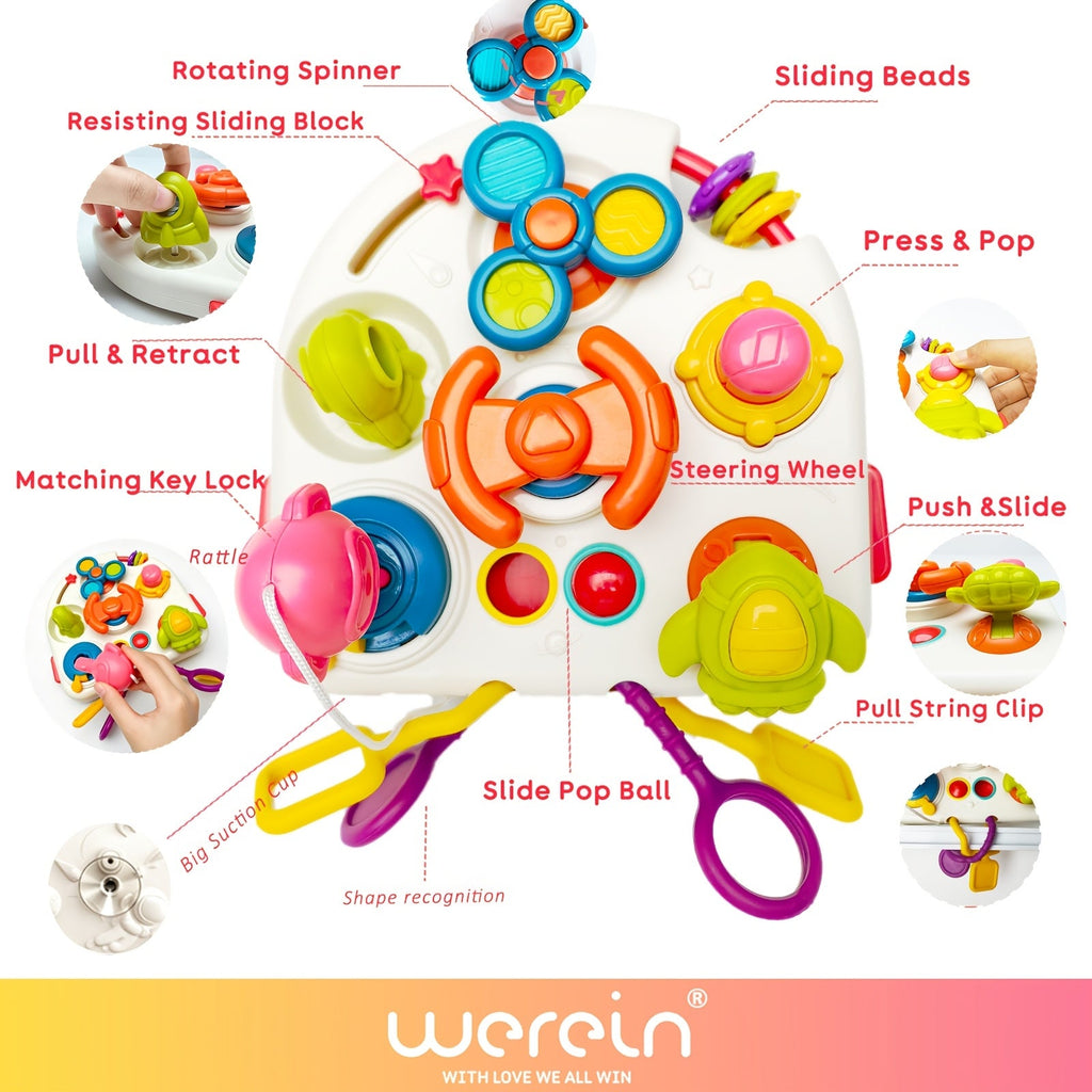 10-in-1 Toddler Busy Board, Multi-Scenario Adaptable Sensory & Educational Activity Toy, Early Education Teaching Game for Kids, Back to School Study Supplies & Learning Gift