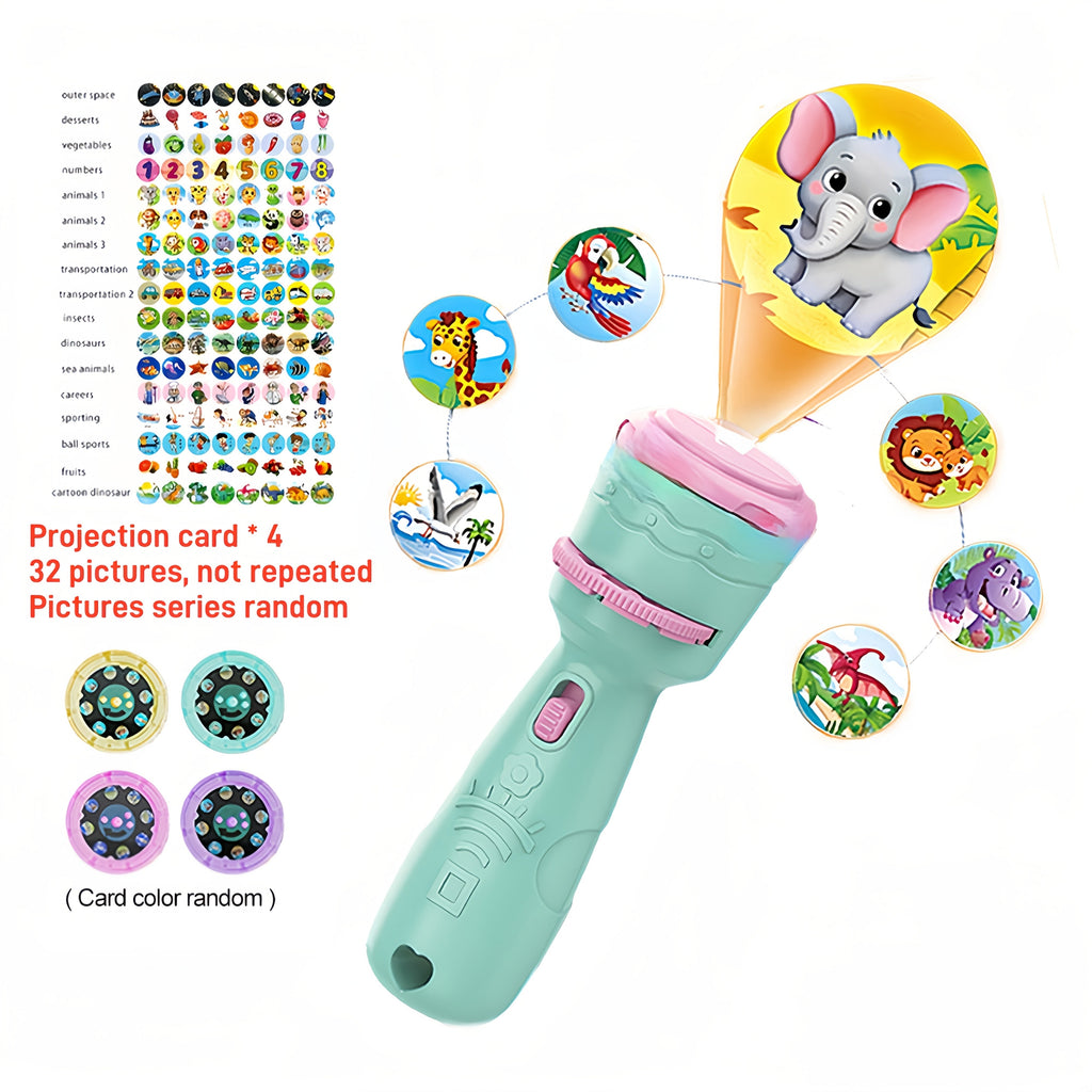 Kids Projection Toy with 4 Cards & 24 Patterns, Vegetables, Numbers, Animals – Educational STEM Learning Toy for Toddlers, Birthday Gift, Family Game Night – Random Color