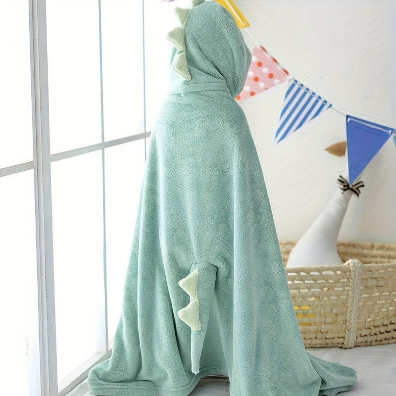Kids Cartoon Wearable Cape Bath Towel, Button-Up Hooded Cloak Towel for Children, Super Absorbent Quick-Dry Lightweight Portable Kids Towel for Bathroom Swimming Pool & Beach, Blue Purple & Grey