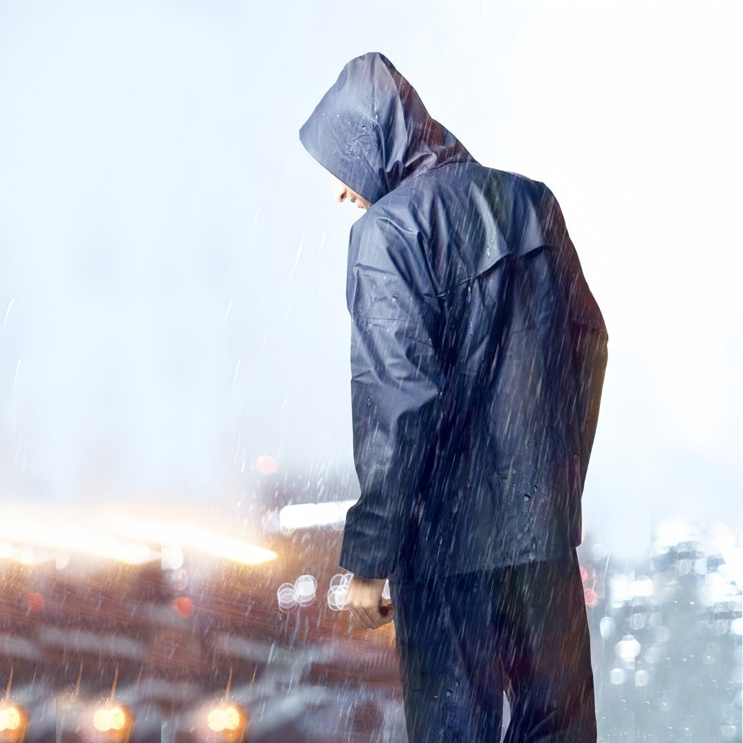 男士/女士防水雨衣套装 – 轻便防风雨衣裤，适用于远足、钓鱼、骑行及户外运动的便携式雨具，藏青色，S-XXXL