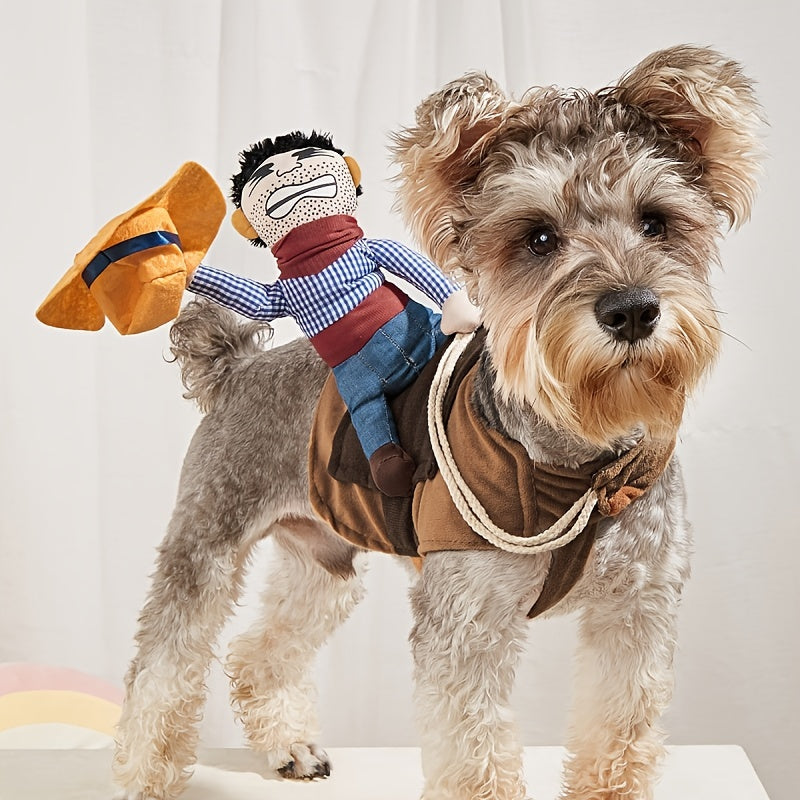 Halloween Dog Costume Cowboy Knight Riding Figure – Funny Quirky Transformation Pet Clothes for Golden Retrievers, Teddies & Medium to Large Dogs, Halloween Party Dog Outfit