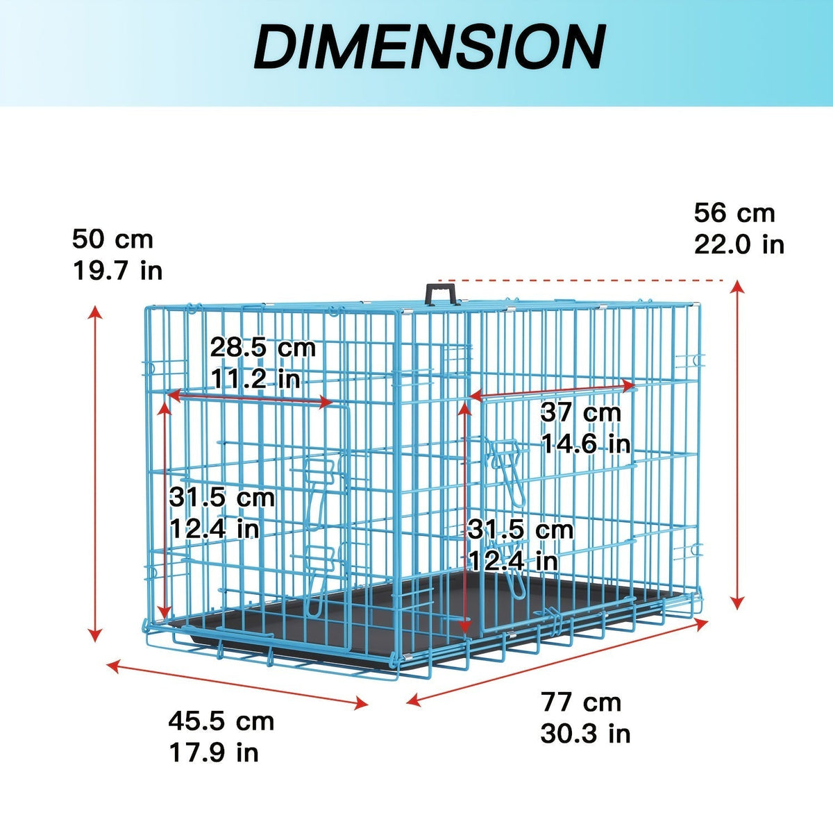 Foldable Metal Wire Dog Crate for Small Dogs & Rabbits – Adjustable Divider Panel, Leak-Proof Plastic Pan, Indoor Outdoor Pet Kennel for Chihuahuas, Toy Breeds, and Small Animals, Multiple Sizes
