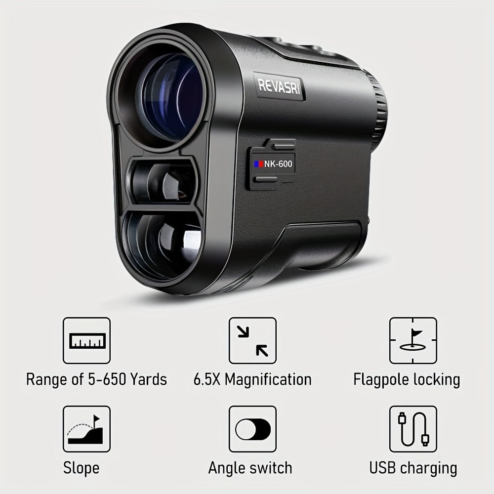 REVASRI Golf Rangefinder 650 Yards – Laser Range Finder with Golf Mode, Slope Compensation, Speed, Height, Horizontal and Vertical Distance, and Two-Point Measurement for Golf, Hunting, Archery, and Outdoor Use