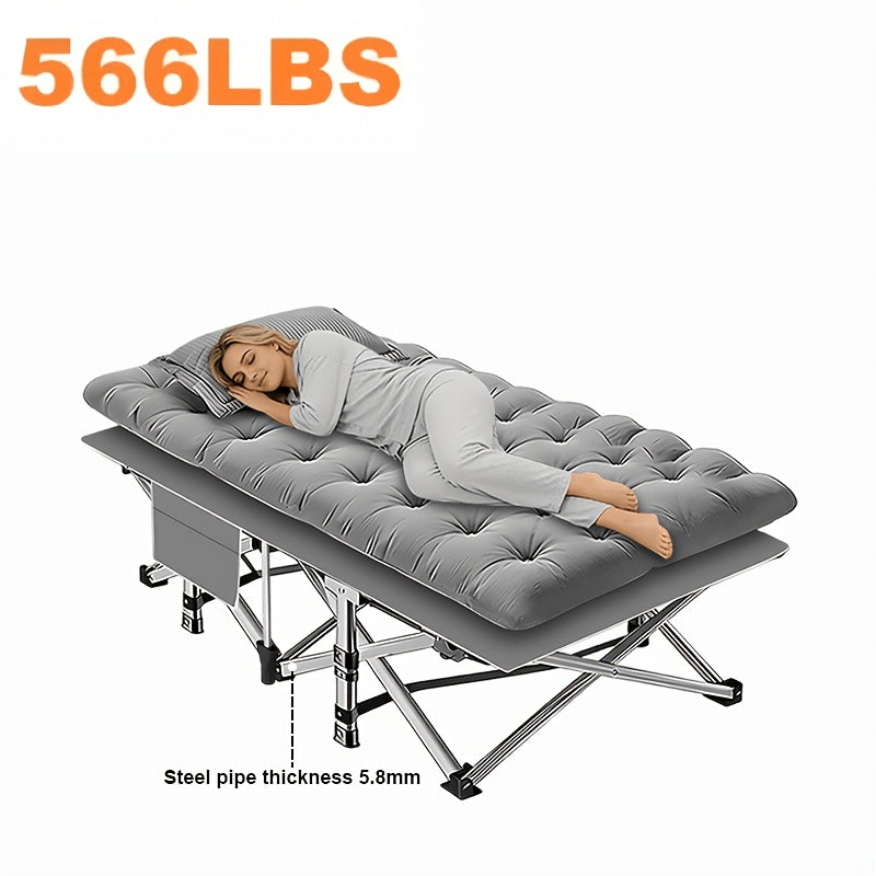 Heavy Duty Folding Guest Bed & Camping Cot – 566/766 lbs Capacity, 67"/79" Options, Optional Mattress, Portable Adult Outdoor Travel Bed for Camping, Patio & Guests