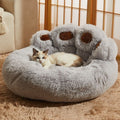 Bear Paw Plush Pet Bed for Dogs & Cats, Soft & Warm Cartoon Snuggle Bed, Padded Sofa Cushion, 6 Colors, Gray/Pink/Coffee, Sizes M-XXXL, Winter Cozy Dog & Cat Bed