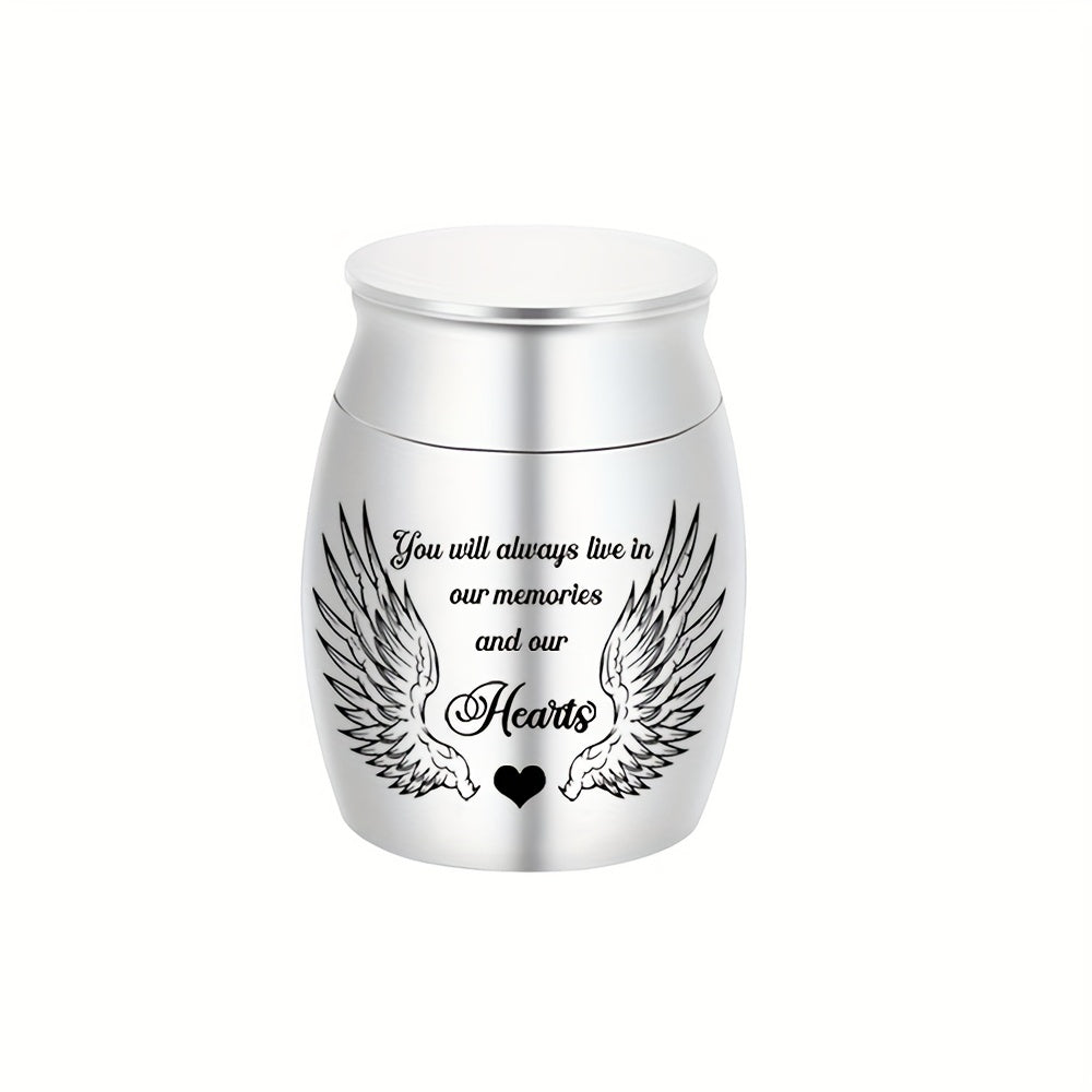 Small Keepsake Cremation Urn for Human or Pet Ashes – Mini Aluminum Alloy Funeral Urn with "You Will Live in Our Memories" Engraving, Memorial Ash Holder for Adults & Pets, Silver or Black