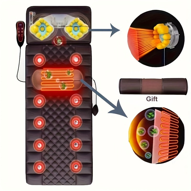 Full Body Heating Massage Set PU Leather Neck Massager Foot Massager Massage Headrest Lumbar Pillow Timer Vibration Non-Slip for Home Office Brown With or Without Leg Massager