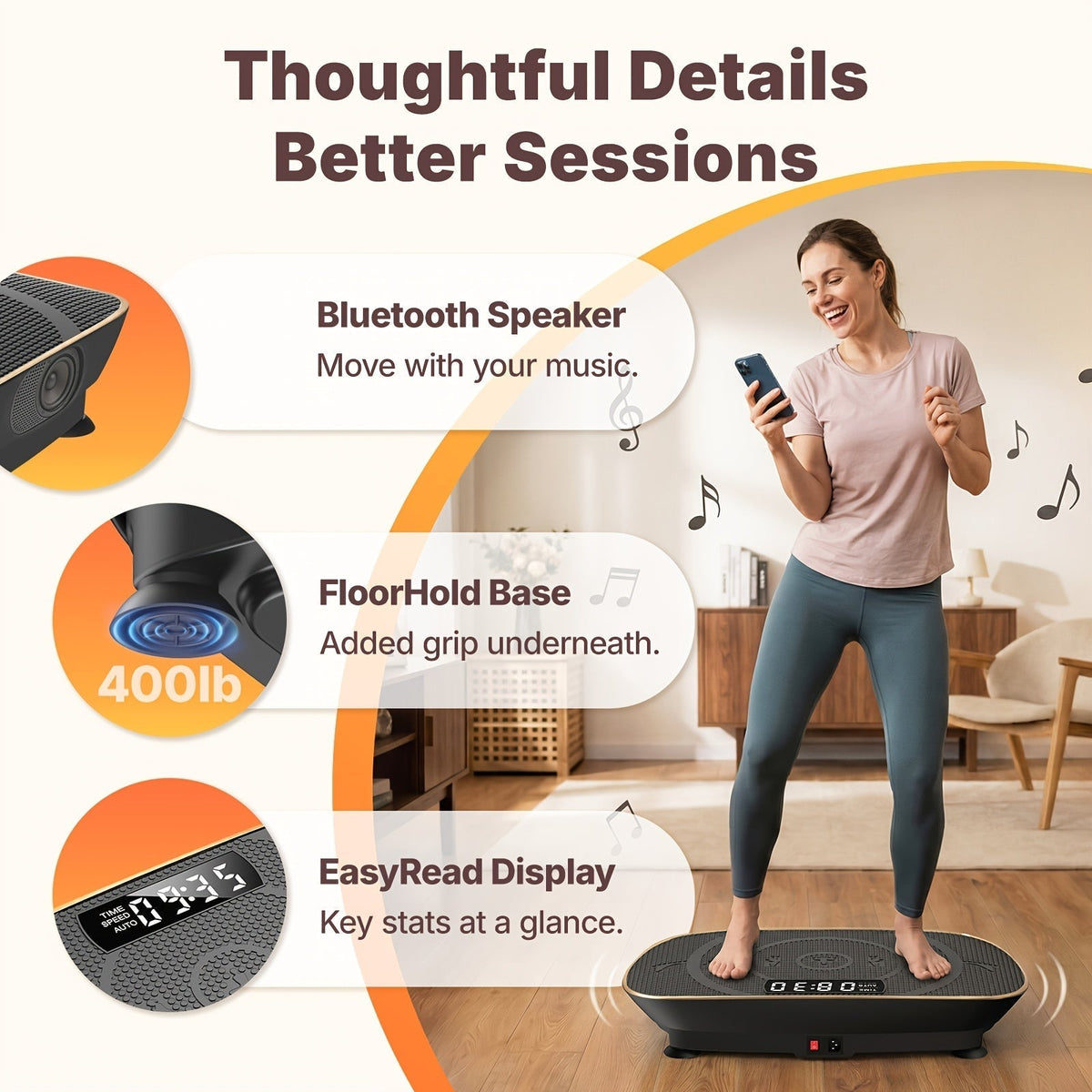 MERACH CV30 Pro Vibration Plate Exercise Machine, Auto-Sensing Full Body Workout Platform with Bluetooth Speaker, Resistance Bands, 10 Speed Levels, LED Display, 330-440 lbs Capacity – Home Gym Fitness