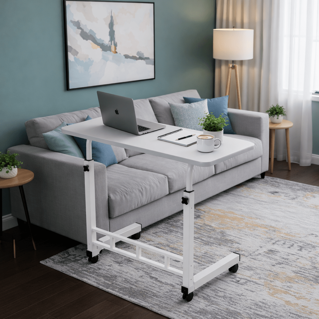 Height Adjustable Mobile Laptop Table with Wheels, Rolling Bedside Computer Desk for Bed and Sofa, Side Table for Bedroom, Dorm Room, and Small Spaces, Available in 8 Colors