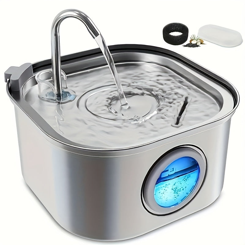 3.2L Automatic Cat & Dog Water Fountain – Stainless Steel Pet Water Dispenser with Multi-Filtration System, Visible Window, Motion Sensor, 2 Flow Modes, Silent Pump, Easy to Clean, for Cats, Dogs, and Rabbits