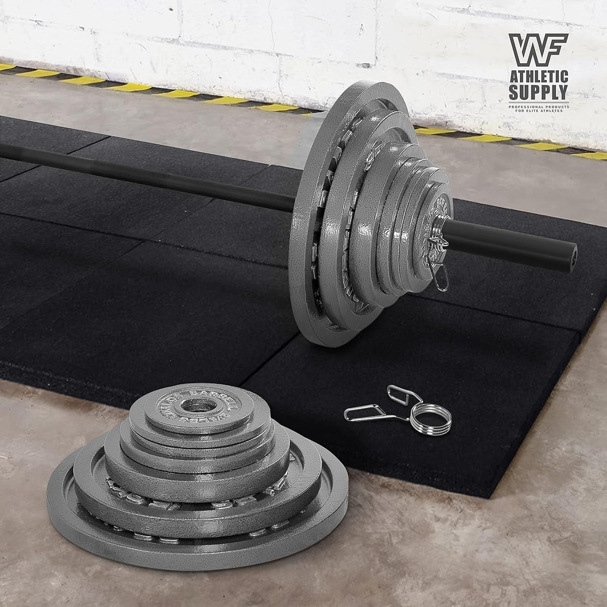 Cast Iron Weight Plates 2-Inch Solid Baked Enamel Finish for Strength Training, Weightlifting, Bodybuilding, Powerlifting, Home Gym Barbell - 2.5, 5, 10, 25, 35, 45, 100 LB