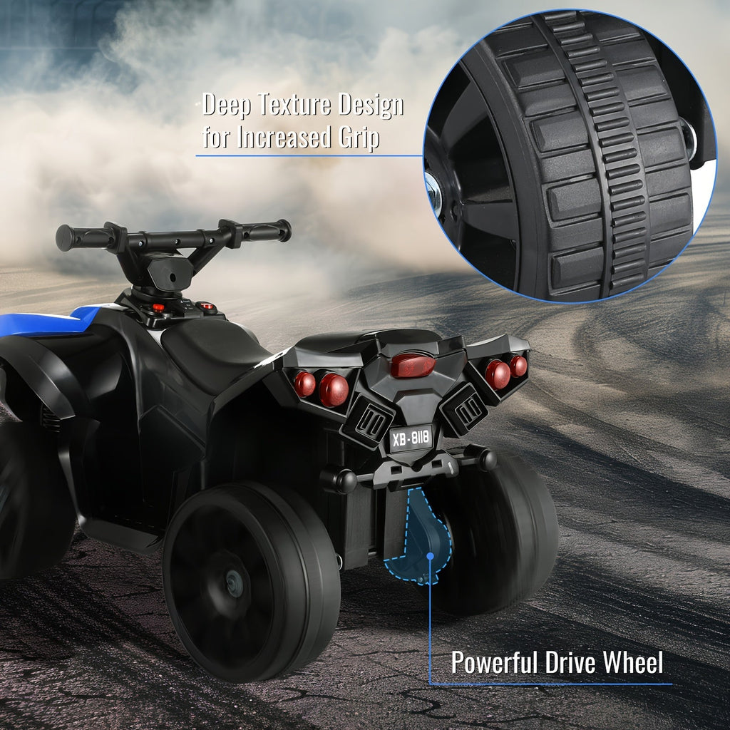 Kids Electric Quad ATV Ride-On Car with Headlights, Pedal Accelerator, All-Terrain Anti-Slip Tires, 55 lbs Capacity, 1.86 MPH Ride-On Toy for Boys and Girls Ages 3-6, Birthday/Christmas Gift, Blue/Black/Pink/Red