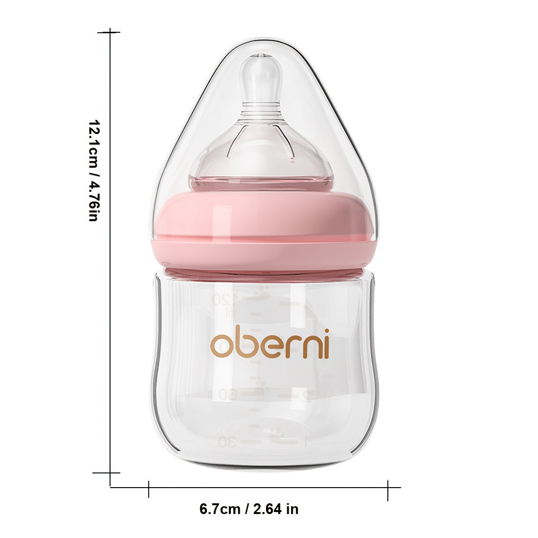 Oberni Anti-Colic BPA-Free Glass Baby Bottles, 4oz 120ml Slow Flow Nipple that Mimics Breastfeeding for Easy Breast-to-Bottle Switch, for Infants 0+ Months, Pink & Blue, 2-Pack & 3-Pack