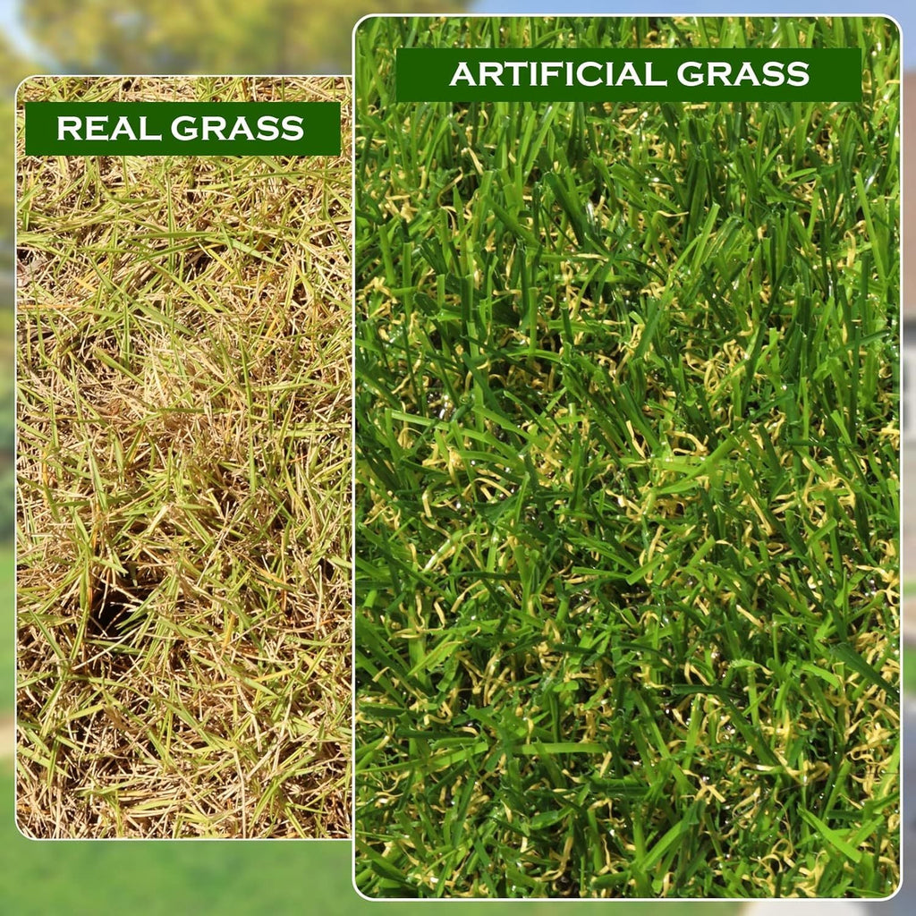 Artificial Turf Grass with Drainage 0.8" Pile Height UV-Stabilized Realistic Fake Grass Rug for Garden Balcony Backyard Patio & Pet Dogs – Custom Width 3–13ft & Length 21–35ft