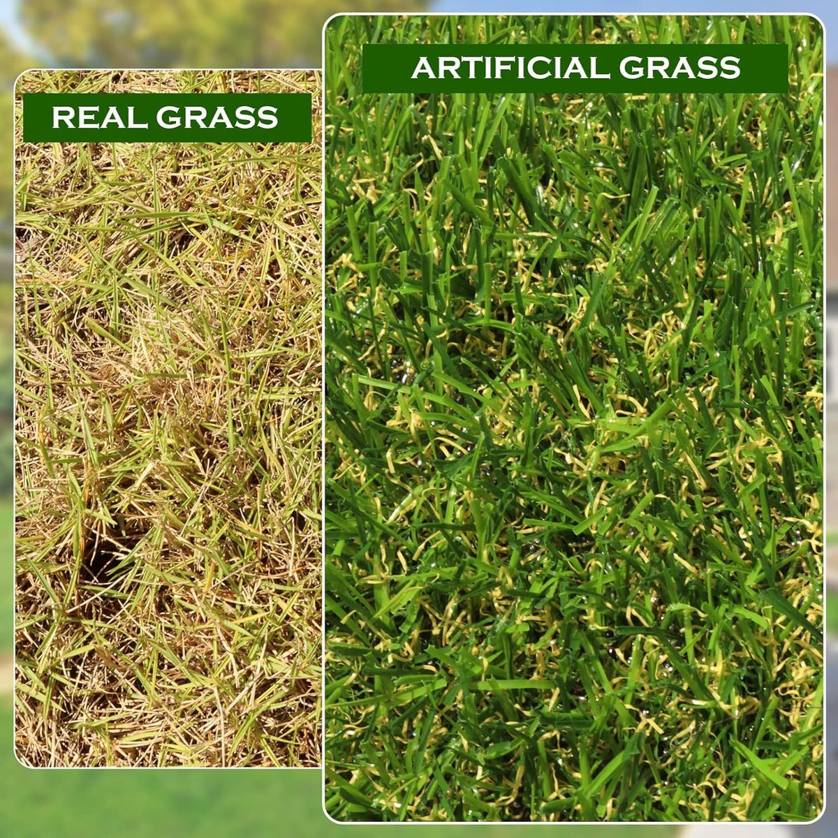 Artificial Turf Grass with Drainage 0.8" Pile Height UV-Stabilized Realistic Fake Grass Rug for Garden Balcony Backyard Patio & Pet Dogs – Custom Width 3–13ft & Length 21–35ft