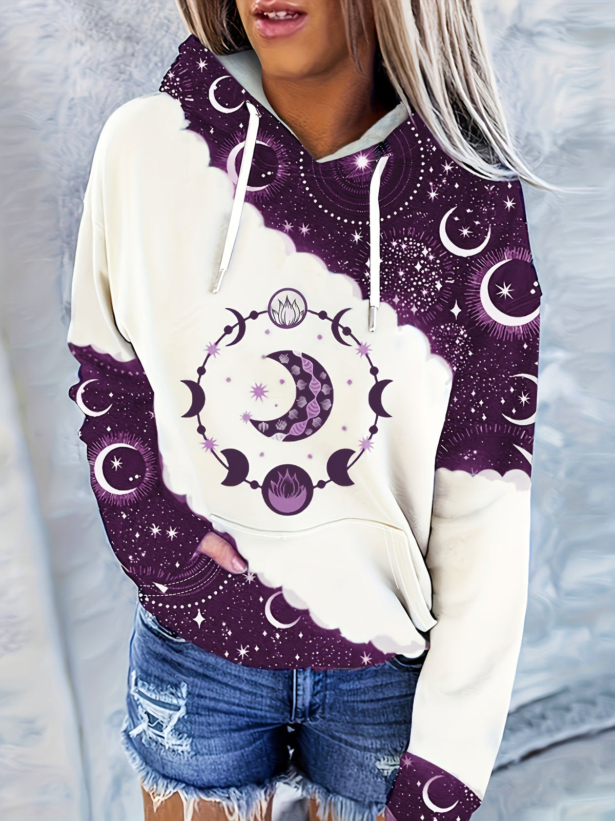 Vintage Print Hooded Sweatshirt Women's Ethnic Western Style Boho Pullover Hoodie Casual Top Mixed Color S-XXL US Warehouse