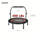40-Inch Foldable Mini Trampoline with Handle – 450/550 LBS Fitness Rebounder with Bungees & U-Shape Foam Handle for Adults Indoor Outdoor Workout