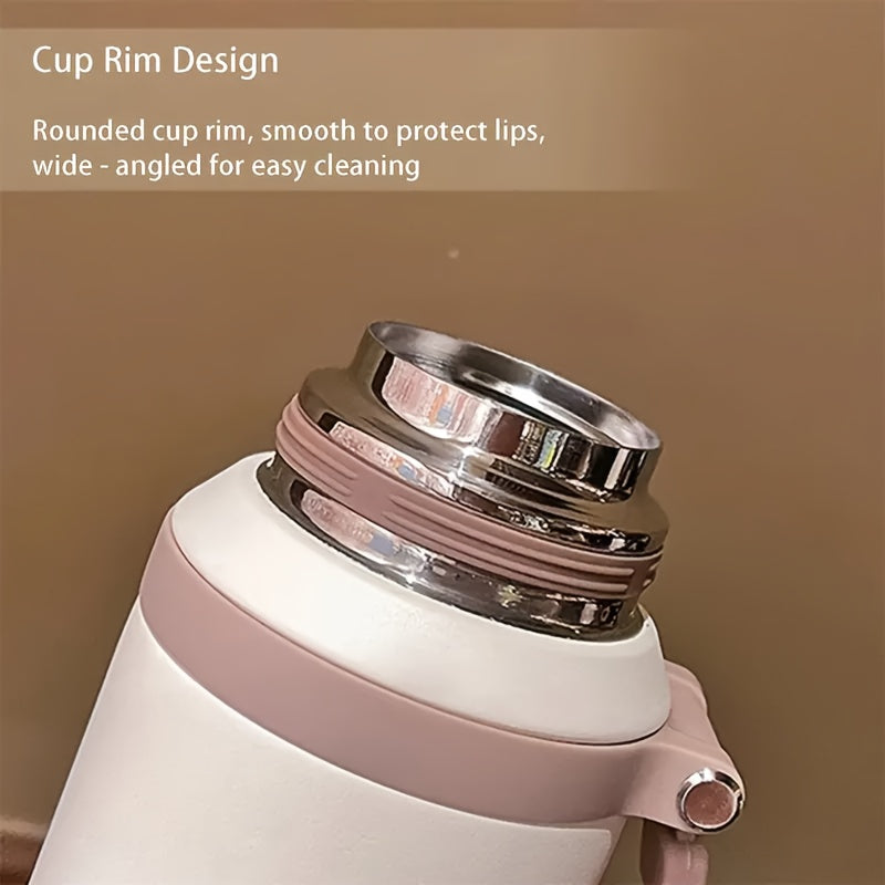 600ml (20oz) Stainless Steel Tumbler, Double-Wall Vacuum Insulated, Leak-Proof Lid with Handle, Cleaning Brush Included, for Hot/Cold Drinks, Travel, Office, Gym, Outdoor Water Bottle