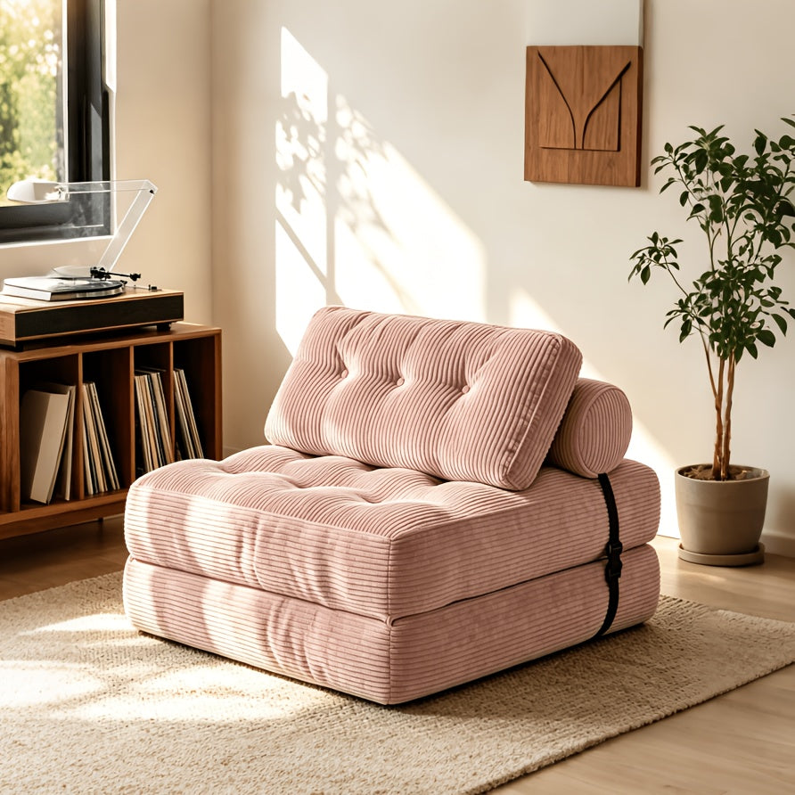 Folding Sofa Bed with Pillow, Convertible Sleeper Chair Fold Out Couch Bed, Foldable Floor Lazy Sofa for Living Room Small Spaces Guest Room Apartment, Comfy Multi-Position Lounger