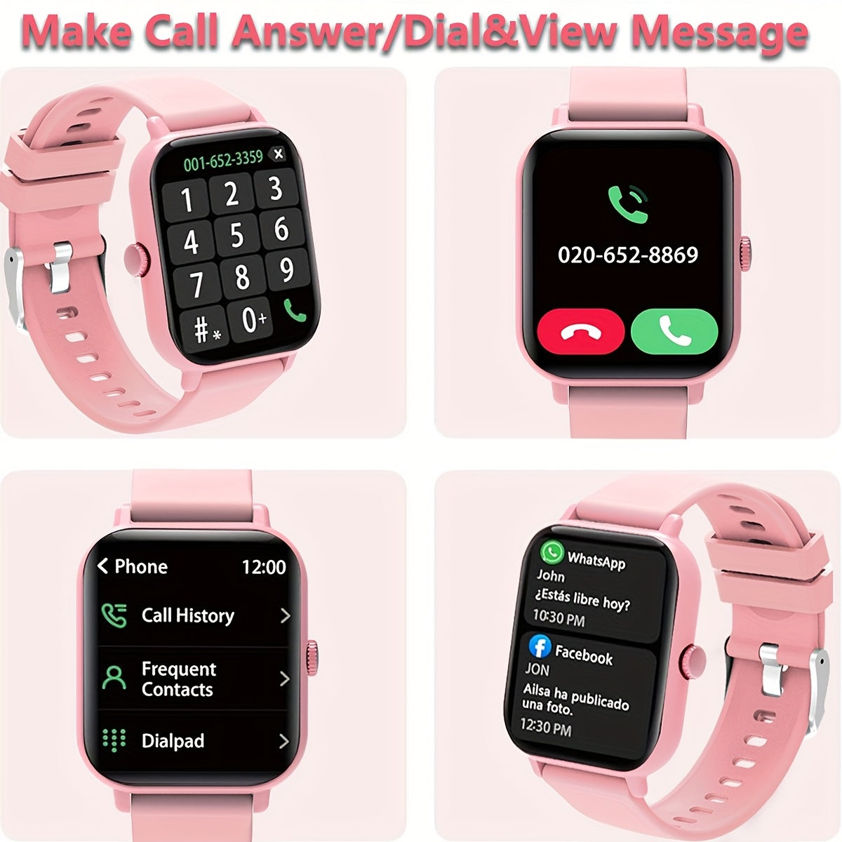 Smartwatch 1.83-inch HD Screen, Bluetooth Call, Music Playback, Sleep Monitor, Calorie & Step Fitness Tracker, Sports Watch, 3 Colors, Gift