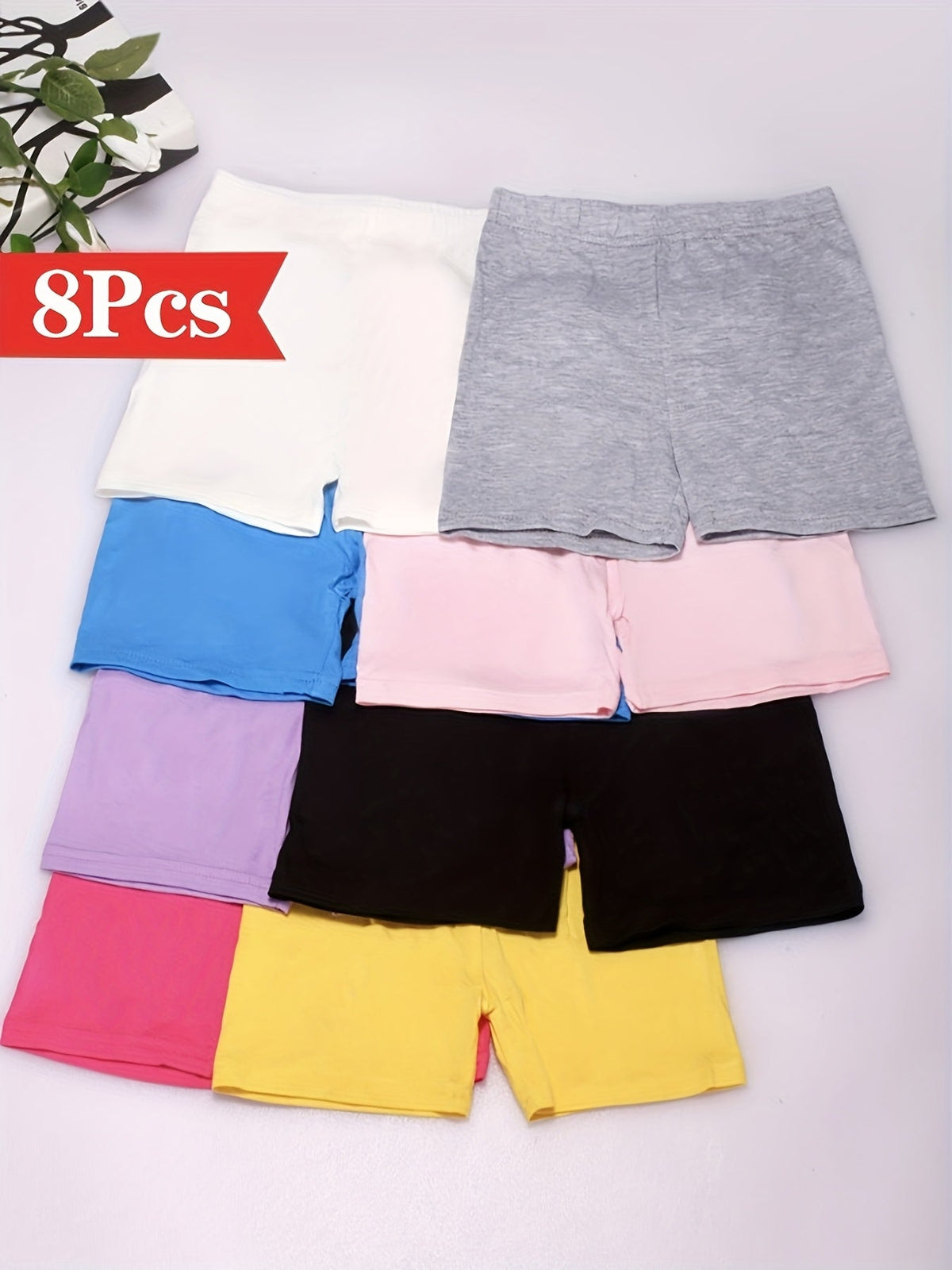 Girls' Bike Shorts 8-Pack, Soft Modal Cartwheel Dance Shorts for Toddlers and Kids, Under-Dress Biker Shorts, Multicolor, Sizes 2-10Y