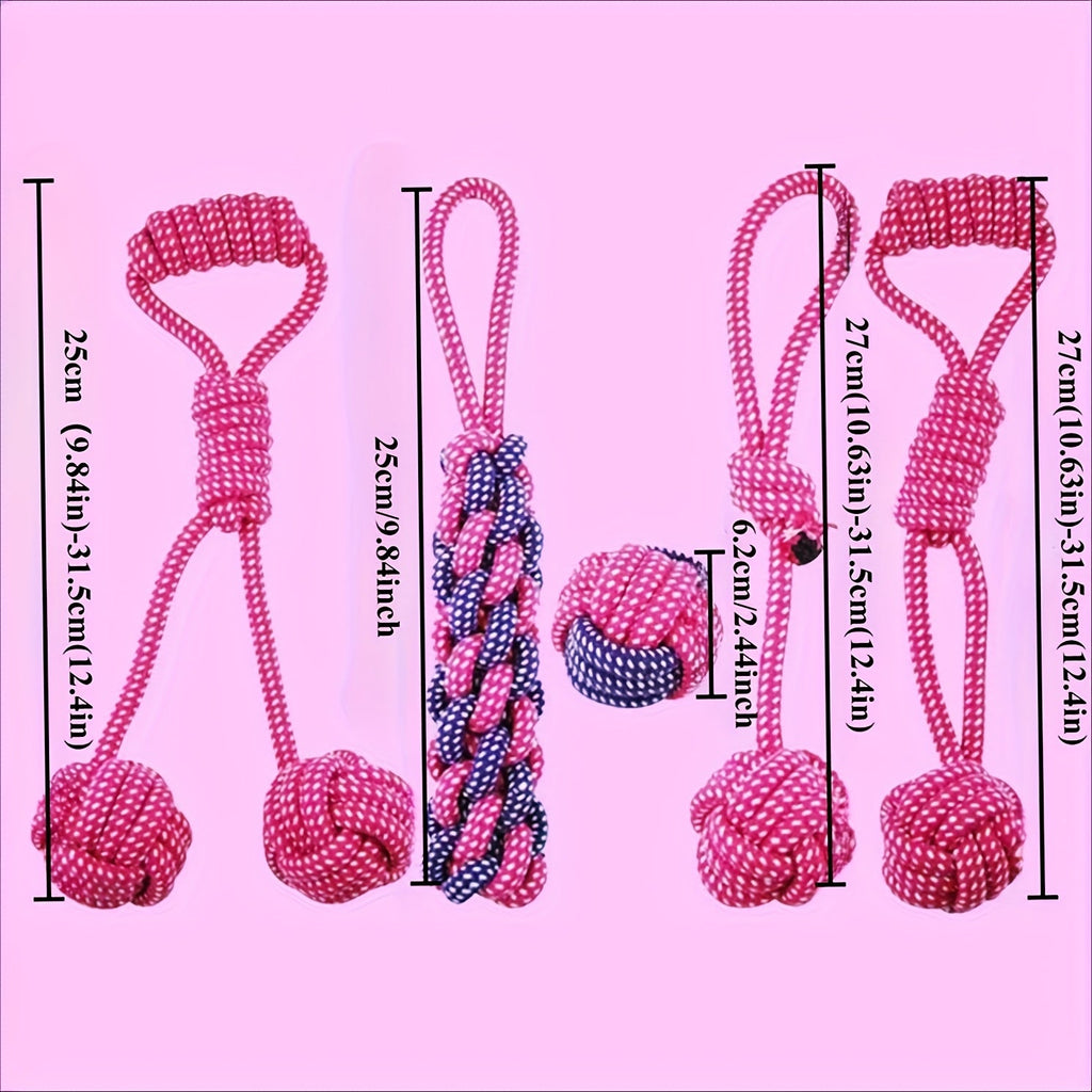 Dog Rope Toys for Aggressive Chewers - 3-Pack Purple Knot Tug Toys for Large, Medium, and Small Dogs, Interactive Chew & Teeth Cleaning Rope Set, Durable Cotton Braided Dog Toys for Training & Play