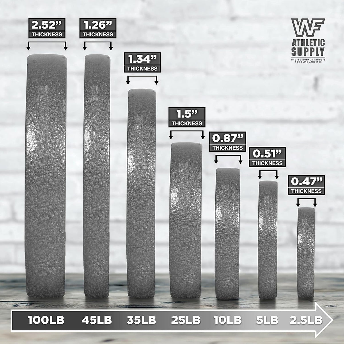 Cast Iron Weight Plates 2-Inch Solid Baked Enamel Finish for Strength Training, Weightlifting, Bodybuilding, Powerlifting, Home Gym Barbell - 2.5, 5, 10, 25, 35, 45, 100 LB