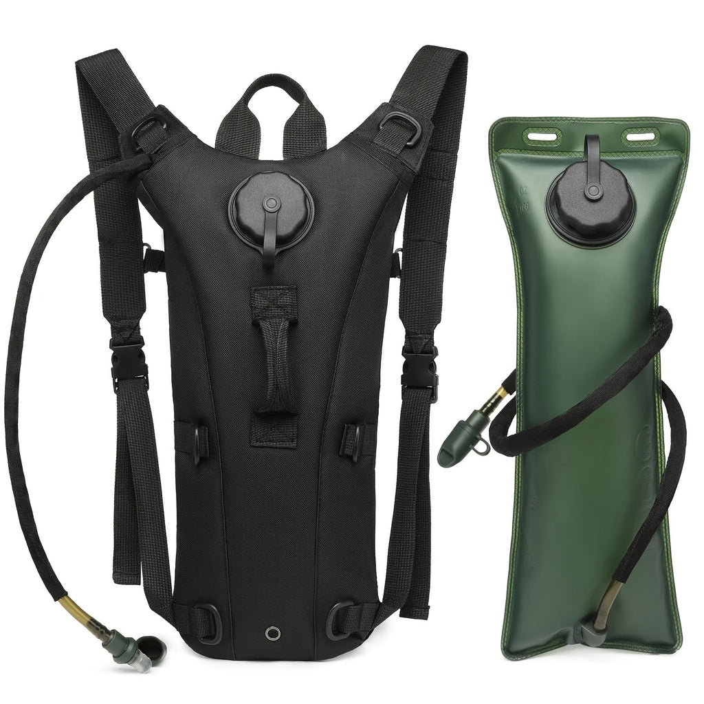 Hydration Backpack with 101oz Water Bladder, Tactical Lightweight Hiking Pack with Adjustable Straps and Large Capacity for Hiking, Biking, Running, and Climbing (Black/Green)