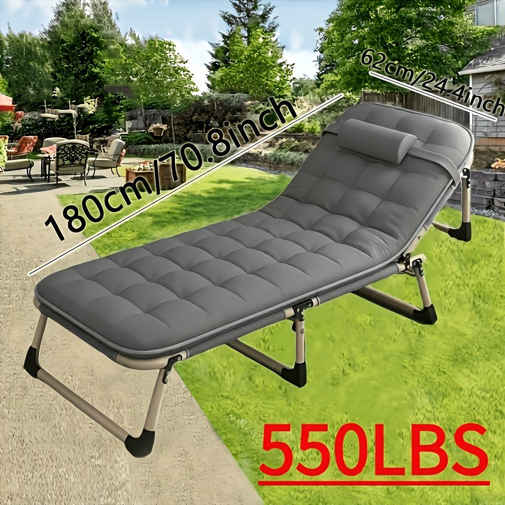 Heavy-Duty Folding Camping Bed with Flip-Up Mattress Included, 450-600 lbs Capacity, 70-75 Inch Portable Guest Bed for Adults, Teenagers, Travel, Garden, Balcony, and Outdoor Use