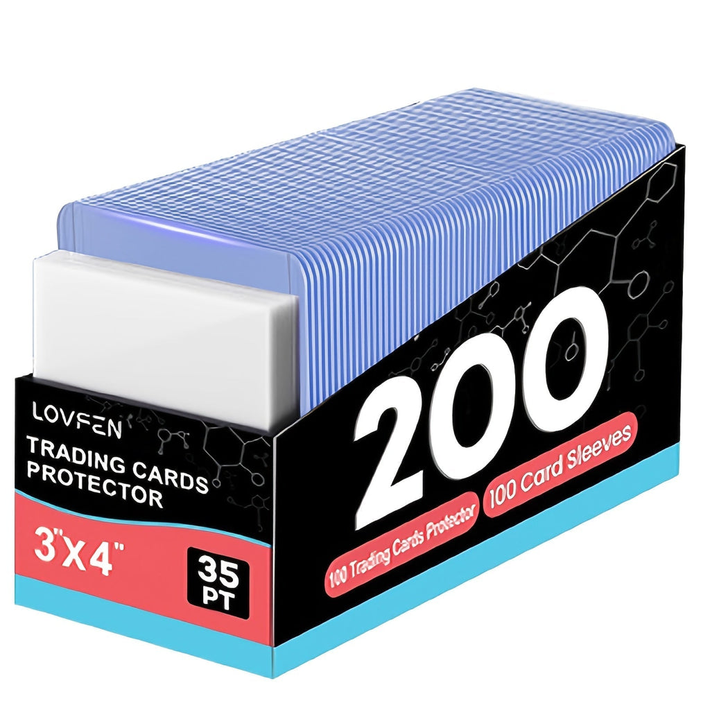 Trading Card Top Loaders, 200 Count Hard Plastic 3x4 Inch Card Holders with Sleeves for Baseball, Football, Basketball Sports Cards, TCG, Pokémon Collector Gift