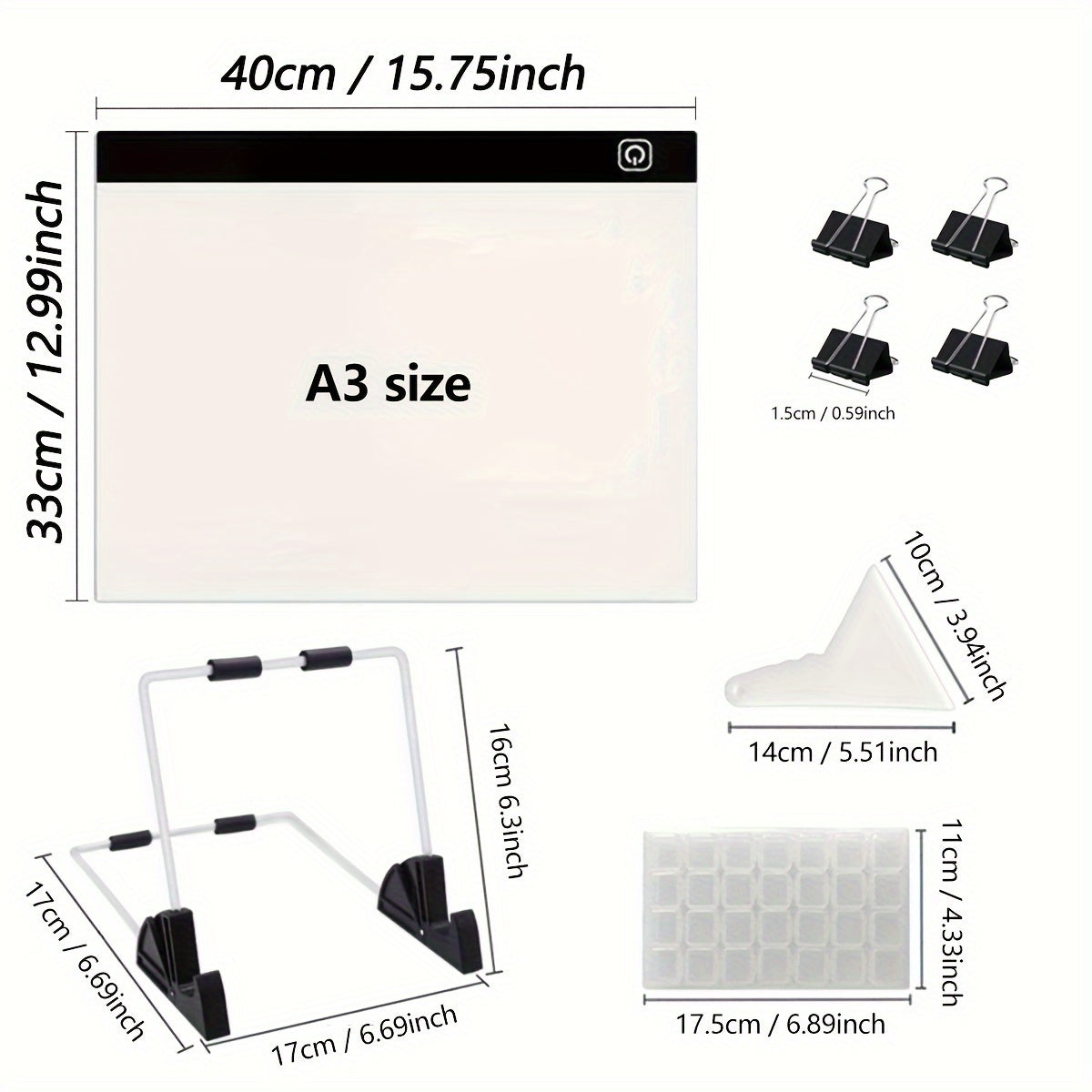 LED Light Pad for Diamond Painting A2 A3 A4 A5 USB Powered Adjustable Brightness Light Board Kit for Tracing, Sketching, Drawing, Animation, Stencil, Art, and Craft with Optional Bracket & Drill Pen