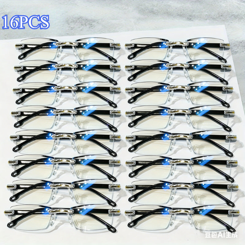 16 Pairs HD Reading Glasses Bulk Set Anti-Eye Strain Readers for Men and Women, Multiple Strengths, Business Style, Comfortable and Lightweight, Gift Set