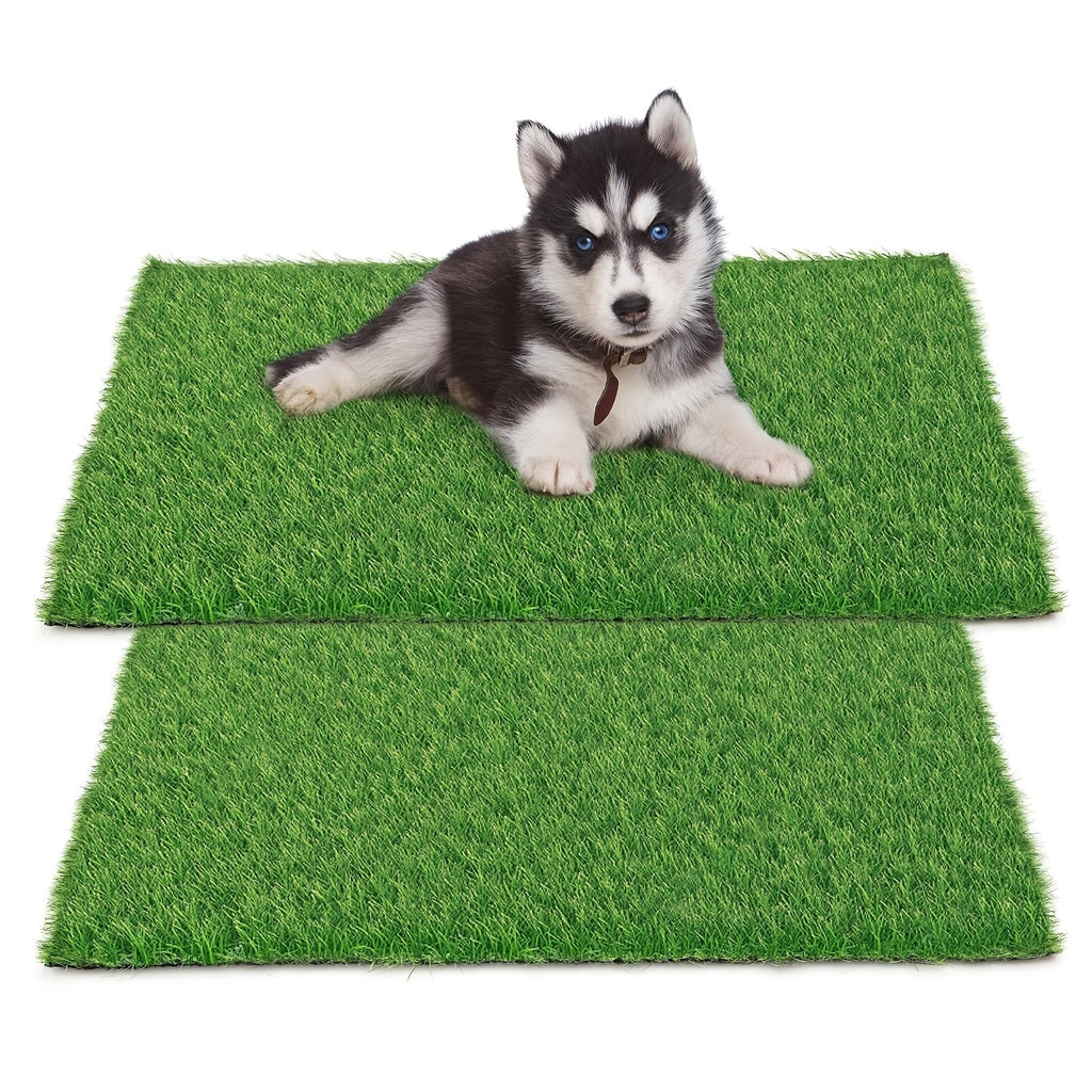 2-Pack Washable Dog Potty Training Mat, Reusable Artificial Grass Pad with Odor Control for Puppies and Adult Dogs, Indoor/Outdoor Housebreaking and Travel Pet Waste Solution